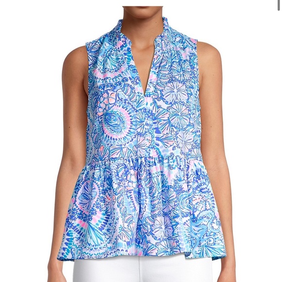 Lilly Pulitzer Novella Printed Peplum Top XXS - Picture 11 of 14